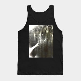 Digital collage, special processing. Reaching hand above water. Like pool. Very beautiful. Gray and green. Tank Top